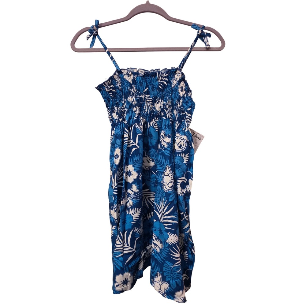Disney Parks Aulani Hawaii Mickey Mouse Tropical Floral Smocked Dress Kids 9/10